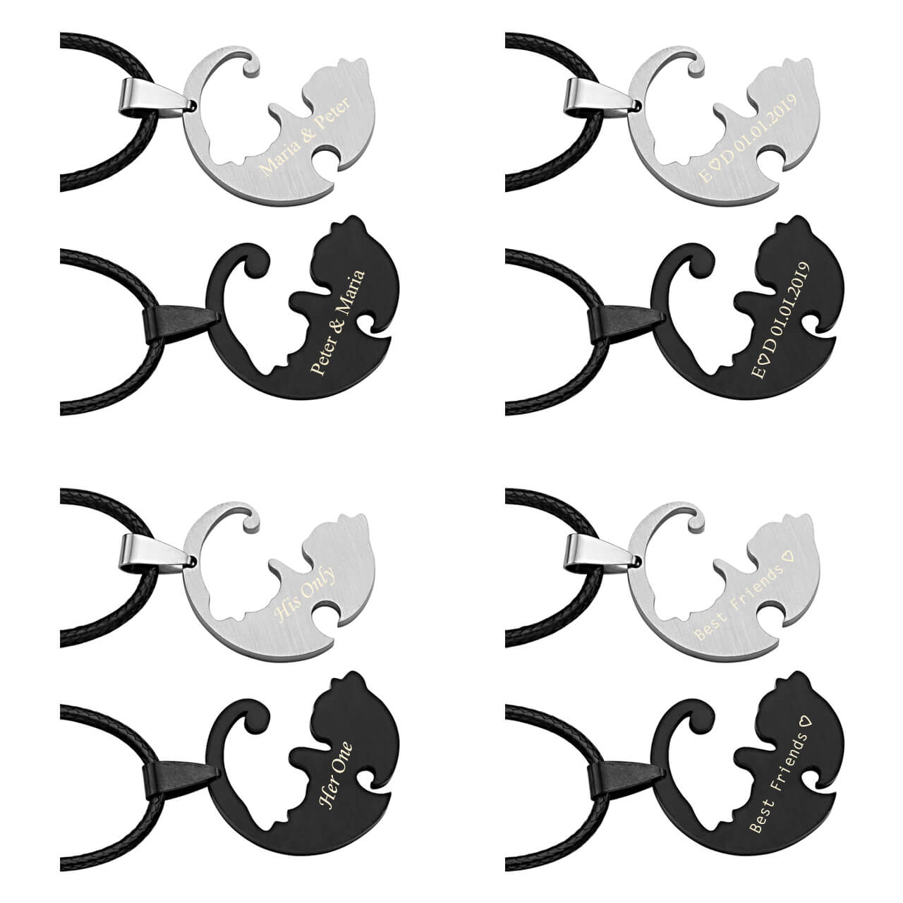 jovivi customize puzzle cat matching necklace for best friends