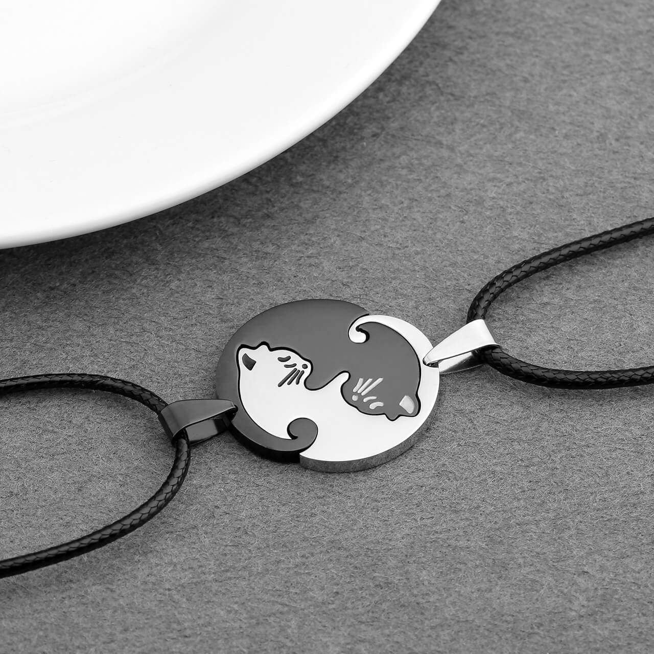 jovivi valentine's day gift personalize name necklace customize puzzle cat matching necklace for couples