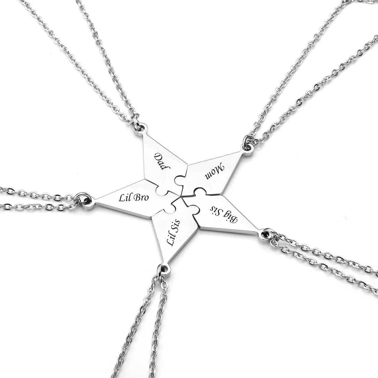 jovivi personalized 5pieces puzzle necklace for family name puzzle necklace Christmas gifts