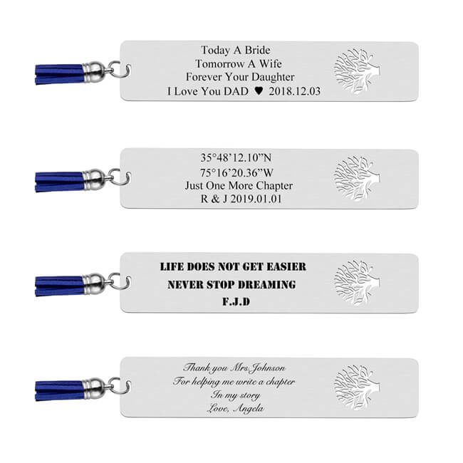 Jovivi tassels bookmarks custom message tag bookmarks - example engraving, jnm000502