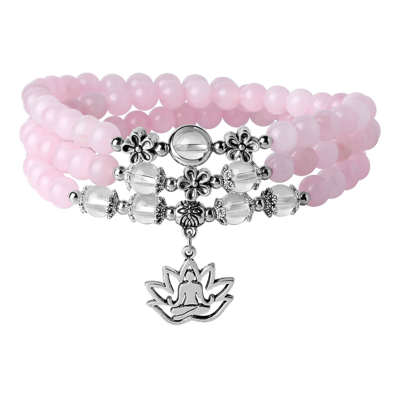 Jovivi 6mm Natural Gemstones Bracelet Tibetan Meditation Buddha Bracelet Necklace, jnw004702
