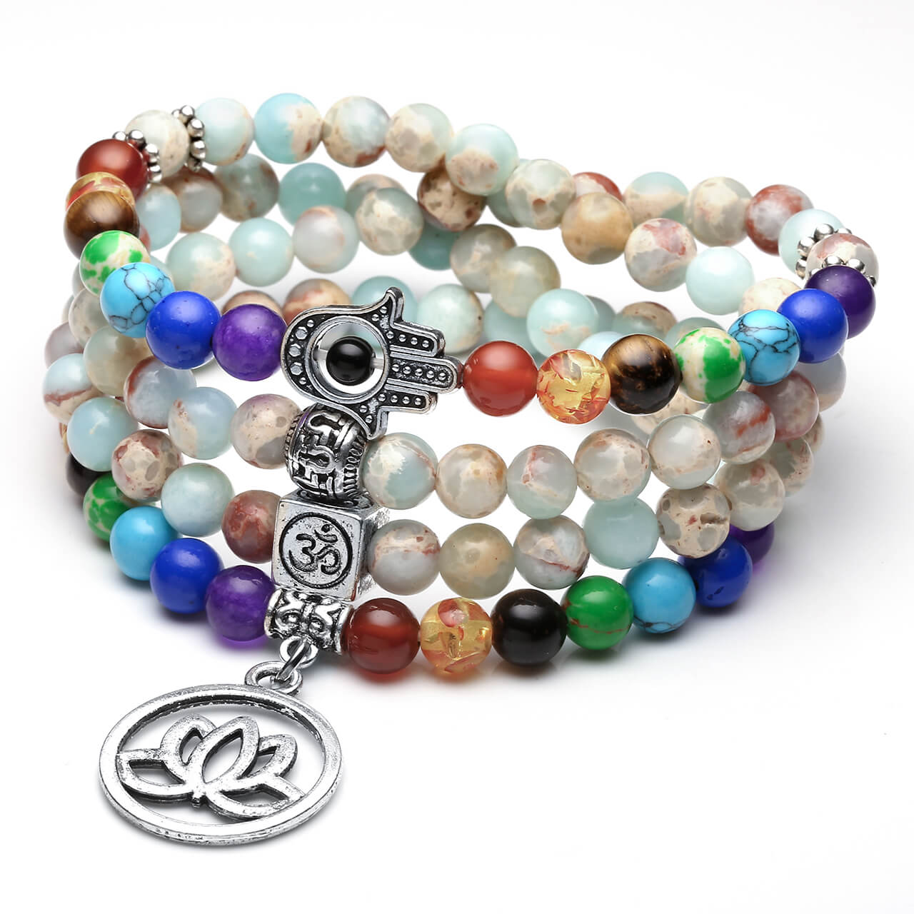 Jovivi 108 Buddhist Prayer Beaded Chakra Tibetan Mala yoga meditation Bracelet