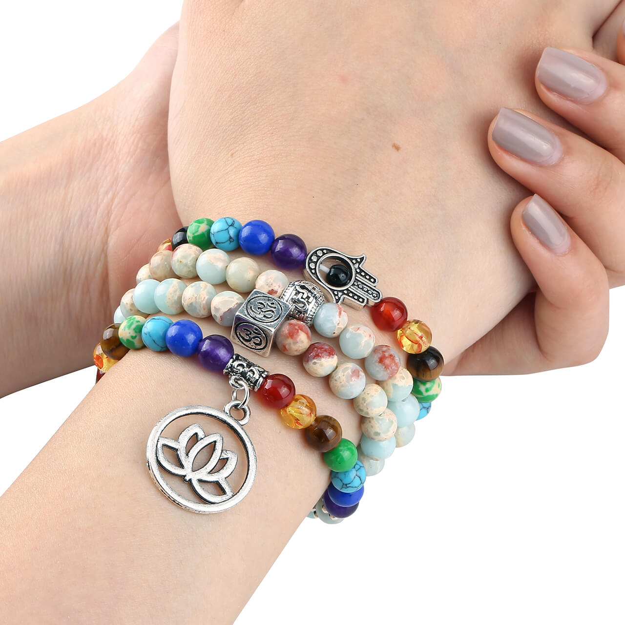 Jovivi 108 Beads Chakra Tibetan Mala yoga meditation Bracelet necklace