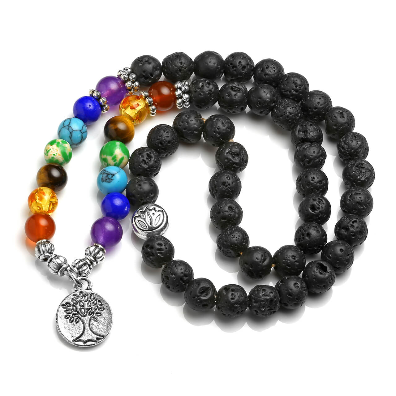 jovivi chakra lava rock oil diffuser bracelet with tree of life charm, jnw004901