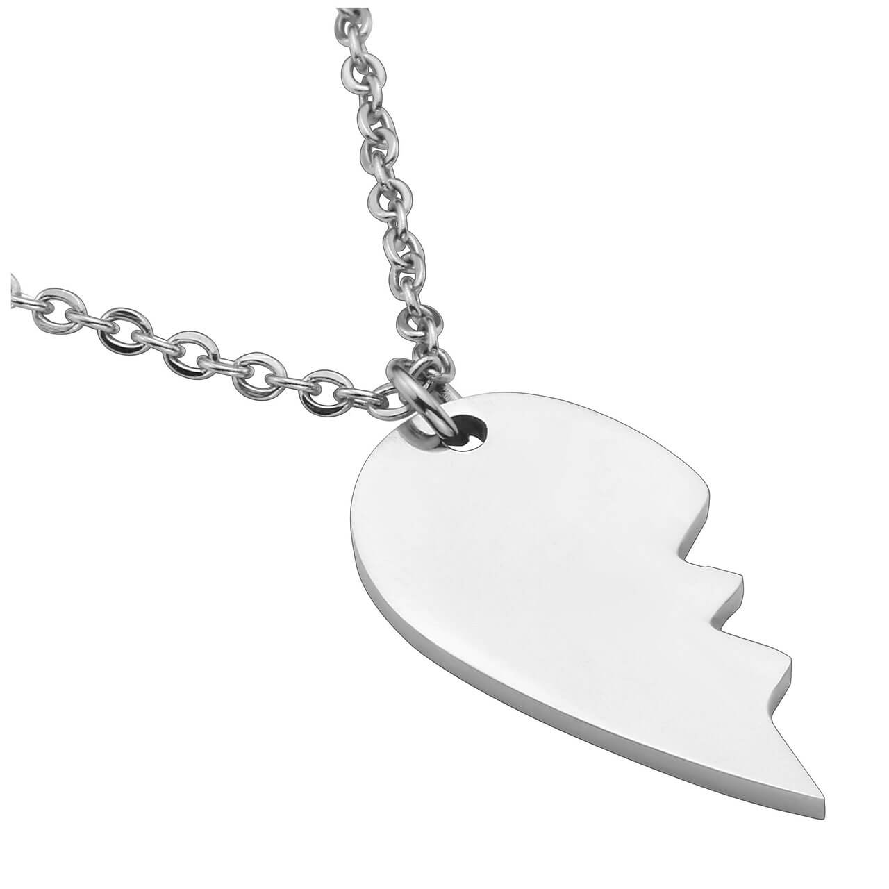 Personalized Custom Stainless Steel Peach Heart Puzzle Couple Necklace Jewelry Set for Lover Gift, jnz037201