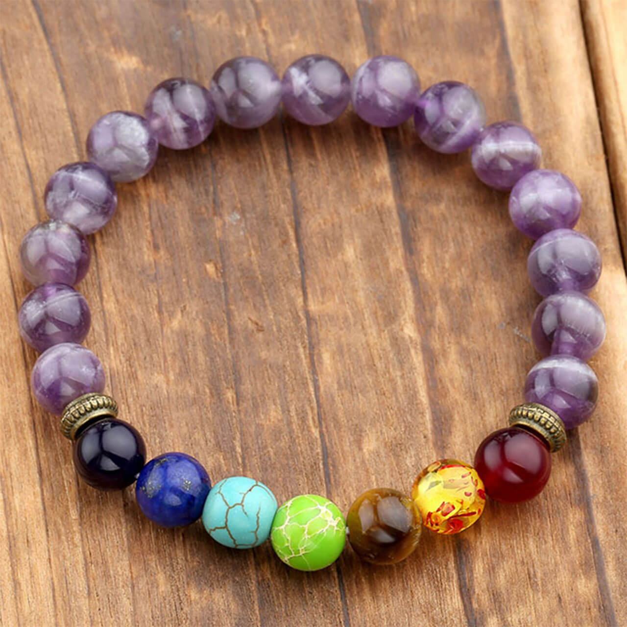 jovivi natural 7 chakras healing crystal amethyst bracelet