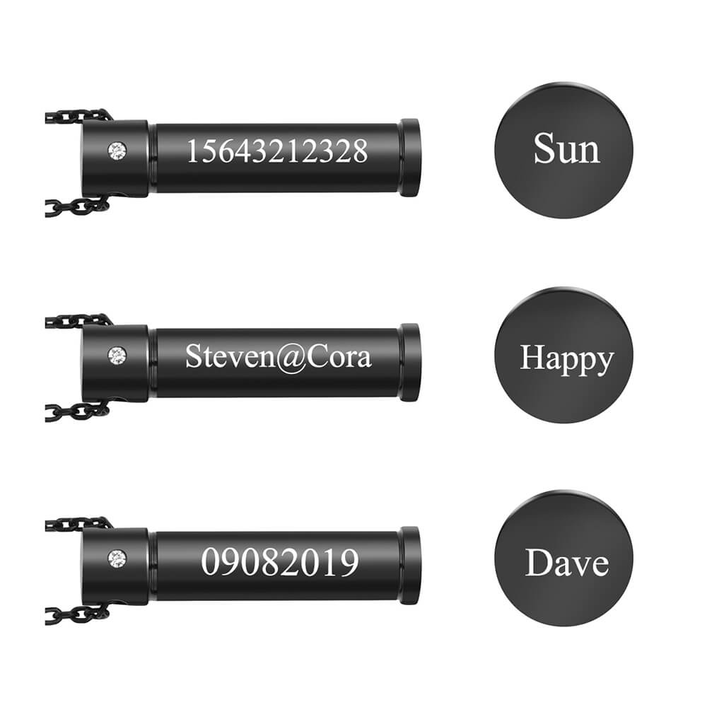 Personalized Cylinder Locket Urn Keychain for Ashes Black | Jovivi