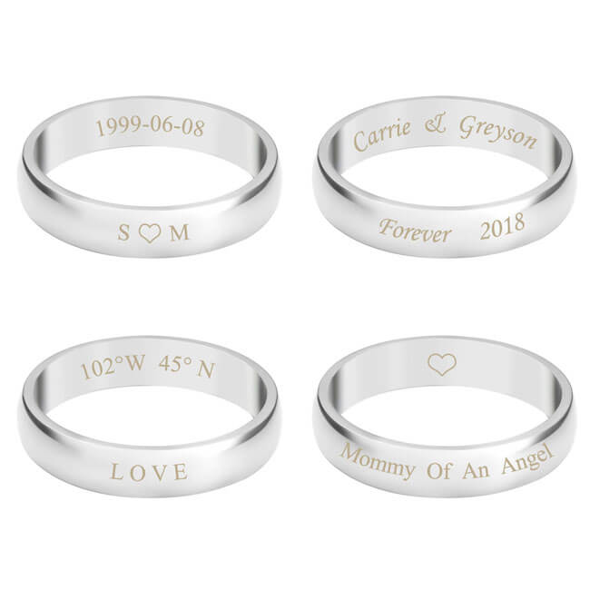 Personalized Polished Initial Ring for Couples 4mm | Jovivi - Jovivi