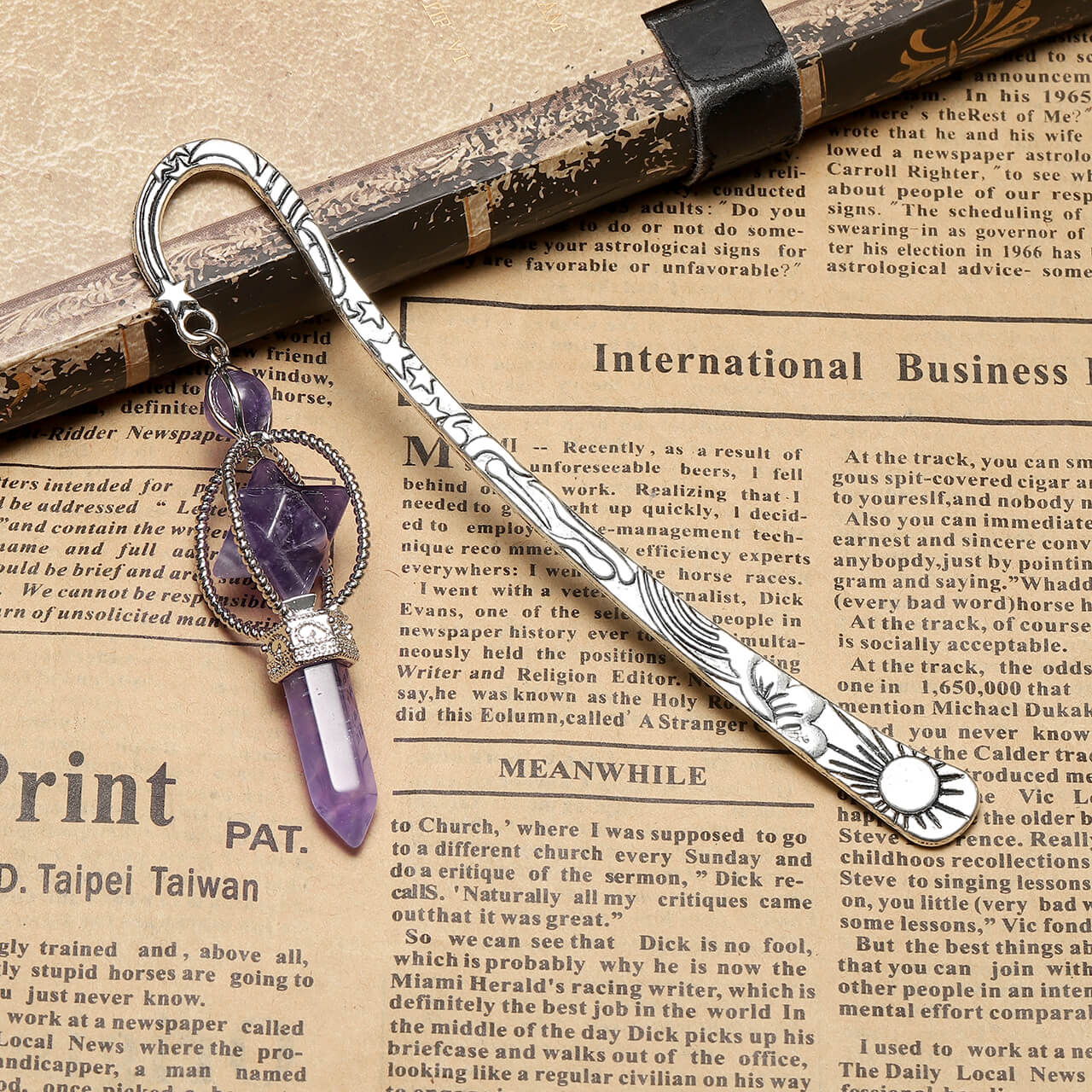 Metal Bookmark with Amethsyt Pointed Crystal | Jovivi - Jovivi