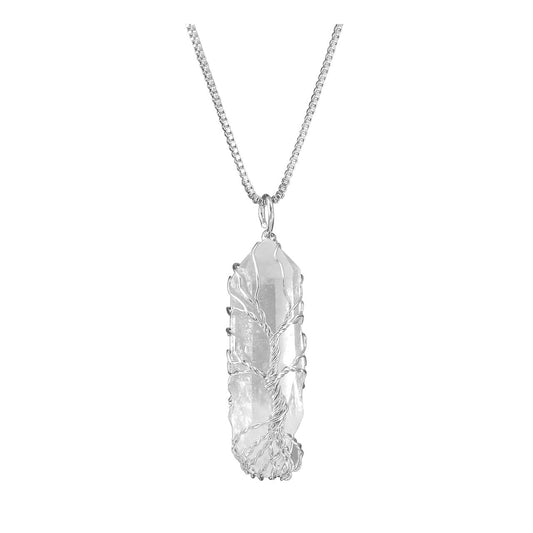 qnd56201 jovivi chakras clear quartz copper wire wrapped tree of life healing pendant necklace