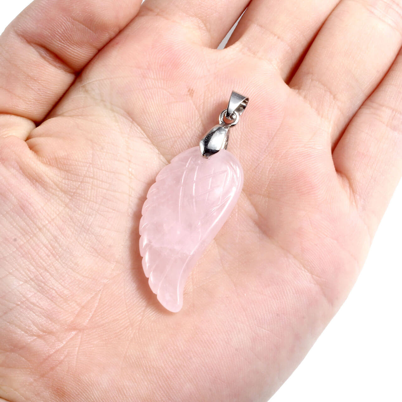 Jovivi Natural Amethyst Quartz Gemstones Stone Healing Point Chakra Reiki Angel Wings Pendant Chain Necklace