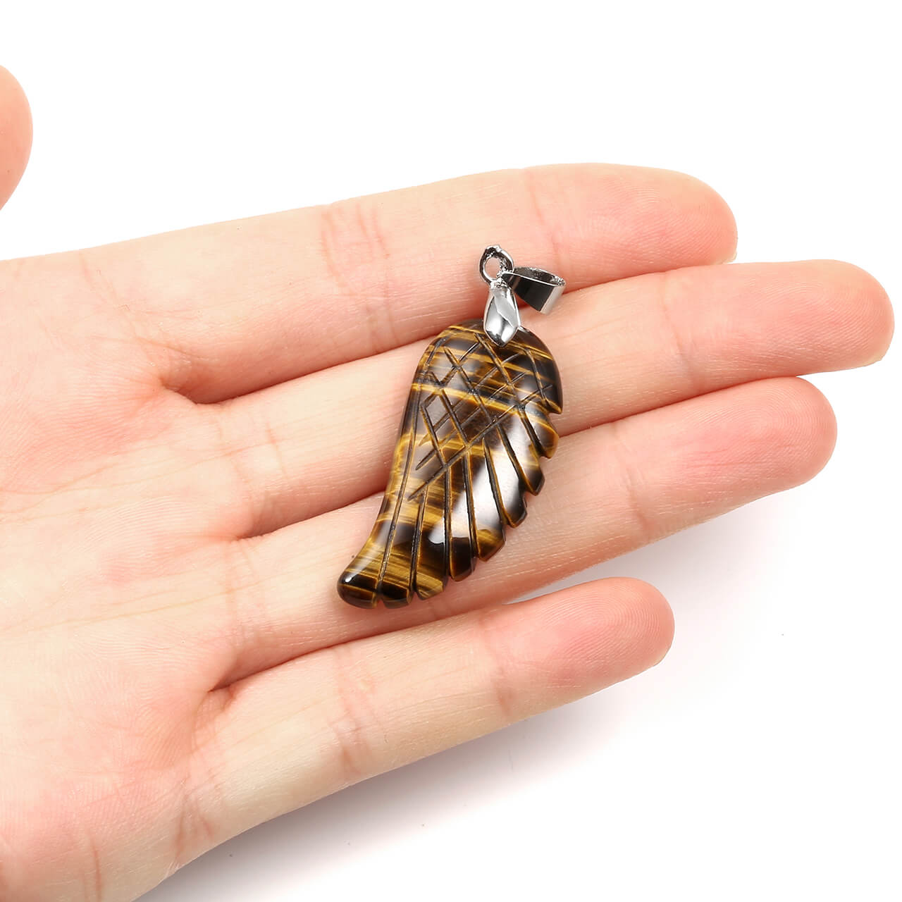 Natural Quartz Reiki Angel Wings Pendant Necklace | Jovivi - Jovivi