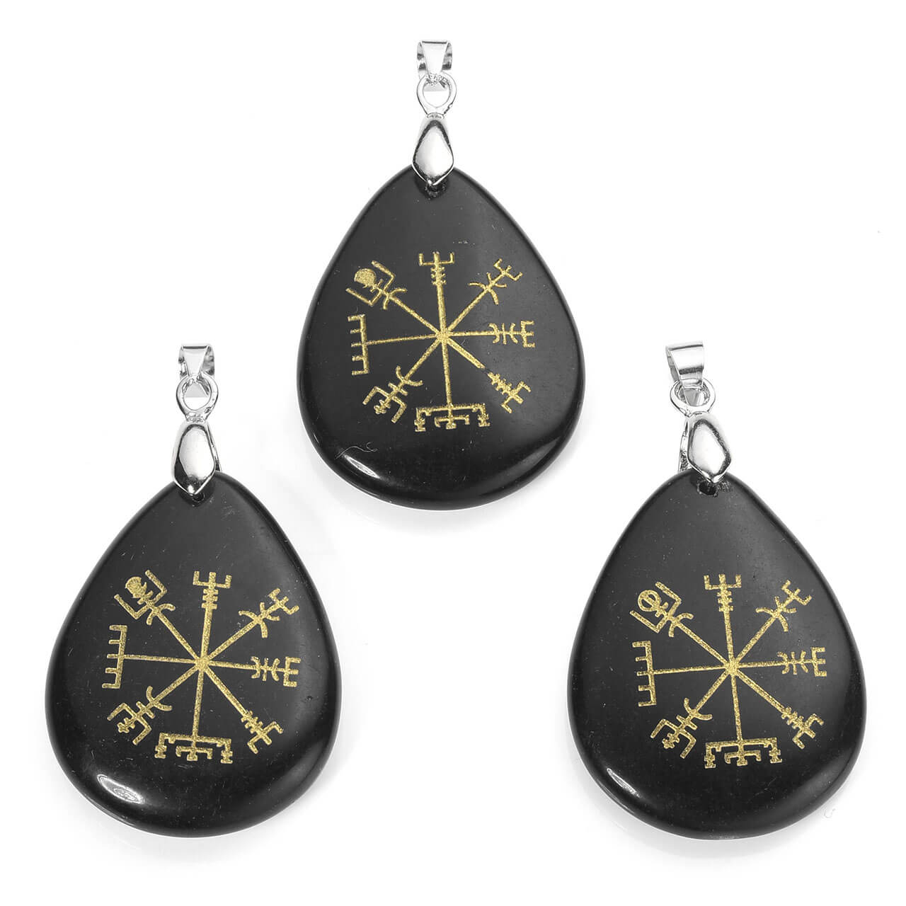 Viking Compass Vegvisir Healing Crystal Teardrop Pendant Necklace | Jovivi - Jovivi