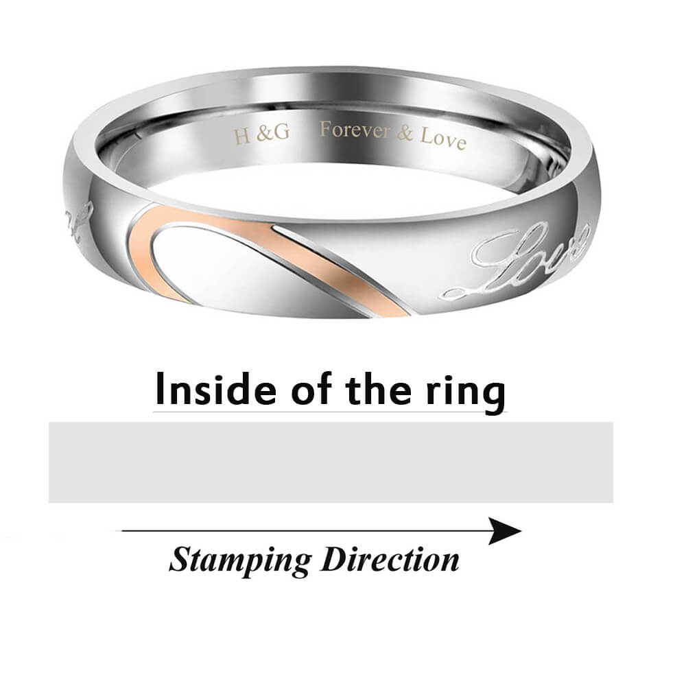 Personalized Engraving His and Her Rings Heart Matching Set | Jovivi - Jovivi