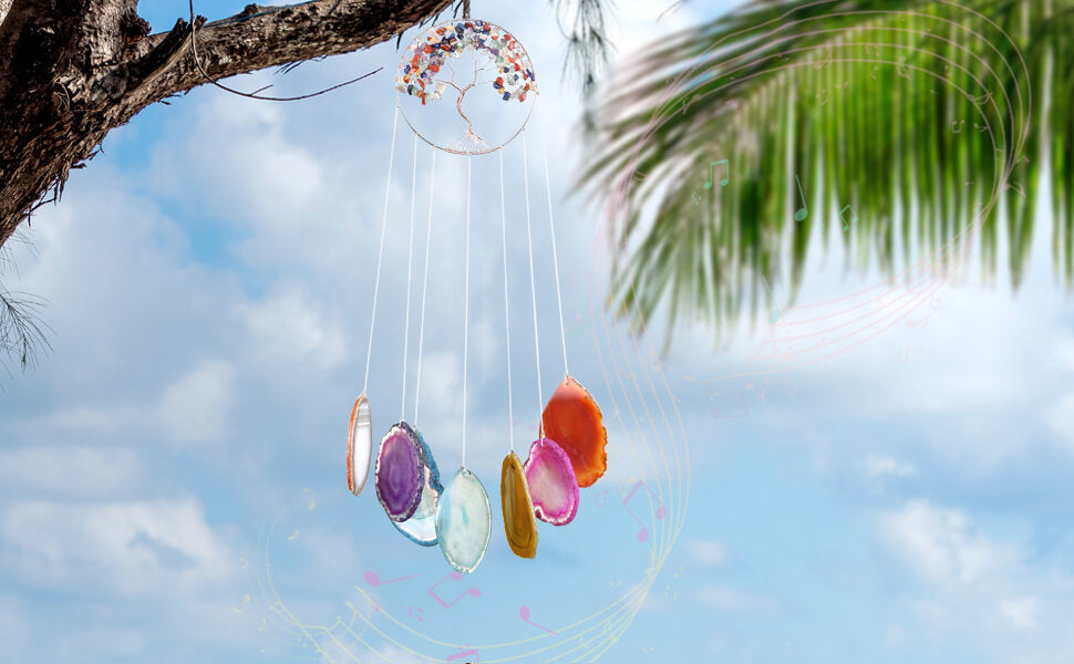 tdd003001 jovivi 7 chakras healing crystal tree of life windchime for outdoor decoration