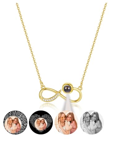 Jovivi Picture Necklace Personalized Customized Photo Projection Necklace with Picture Inside Infinity Love Pendant Necklace