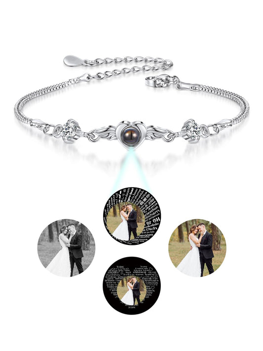 Jovivi Custom Bracelets with Picture inside Personalized Projection Bracelets