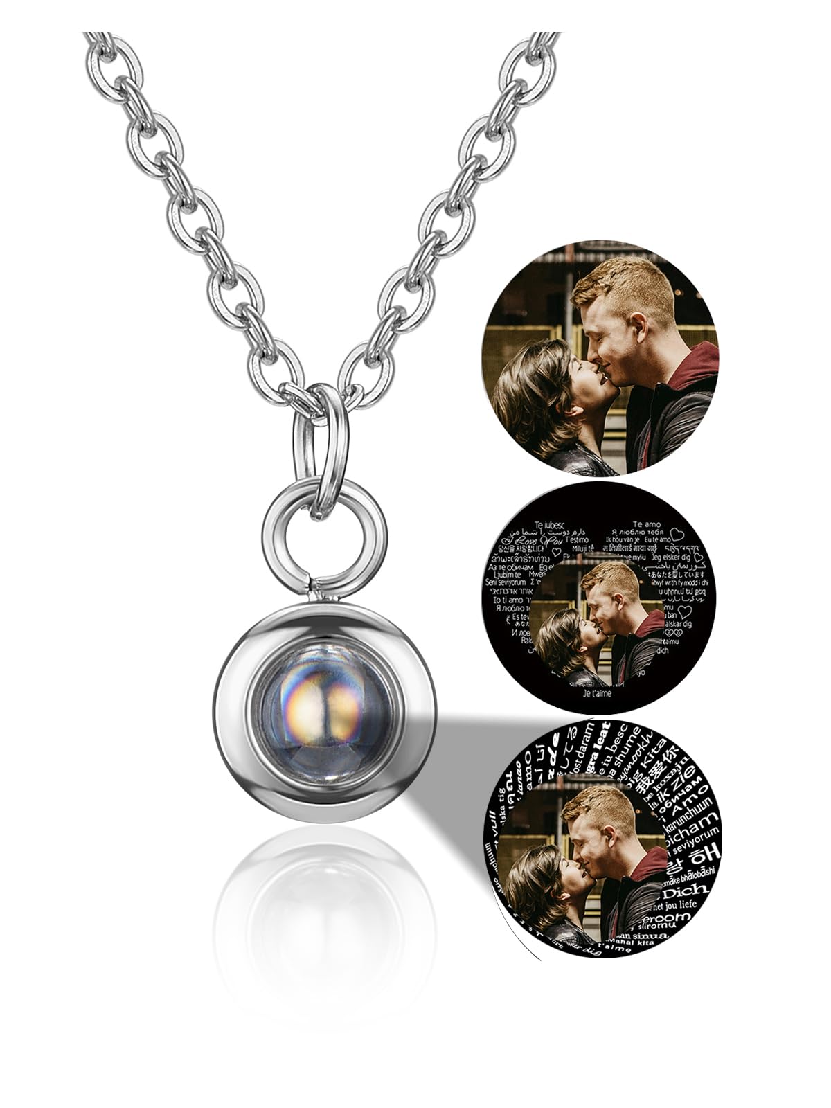 Jovivi Picture Pendant Necklace Personalized Customized Photo Projection Necklace