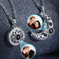 Joviviv Personalized Photo Projection Necklace Memory Custom Picture Projection Pendant I Love You Sun & Moon Mutual Attraction Matching Couple Necklaces