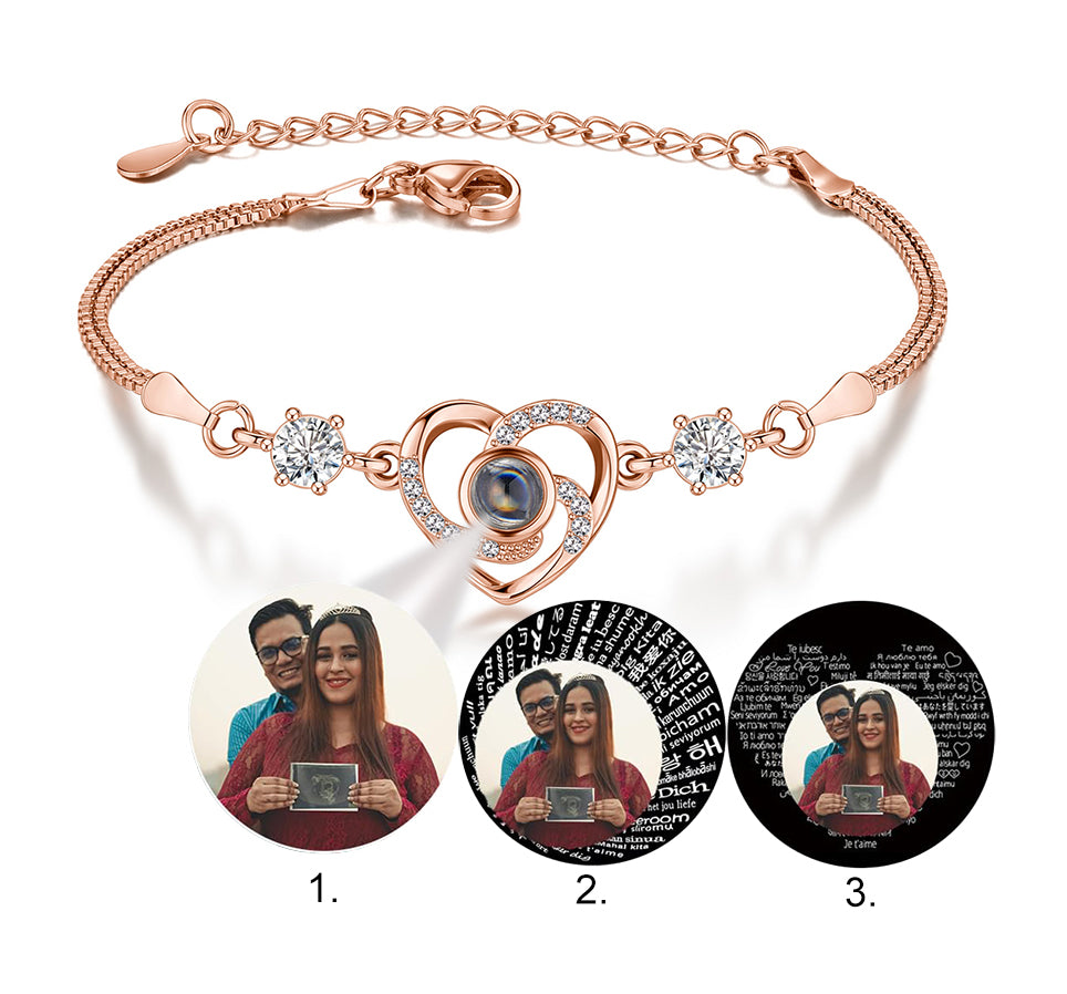 Jovivi Custom Bracelets with Picture inside Personalized Projection Bracelets Picture Bracelet