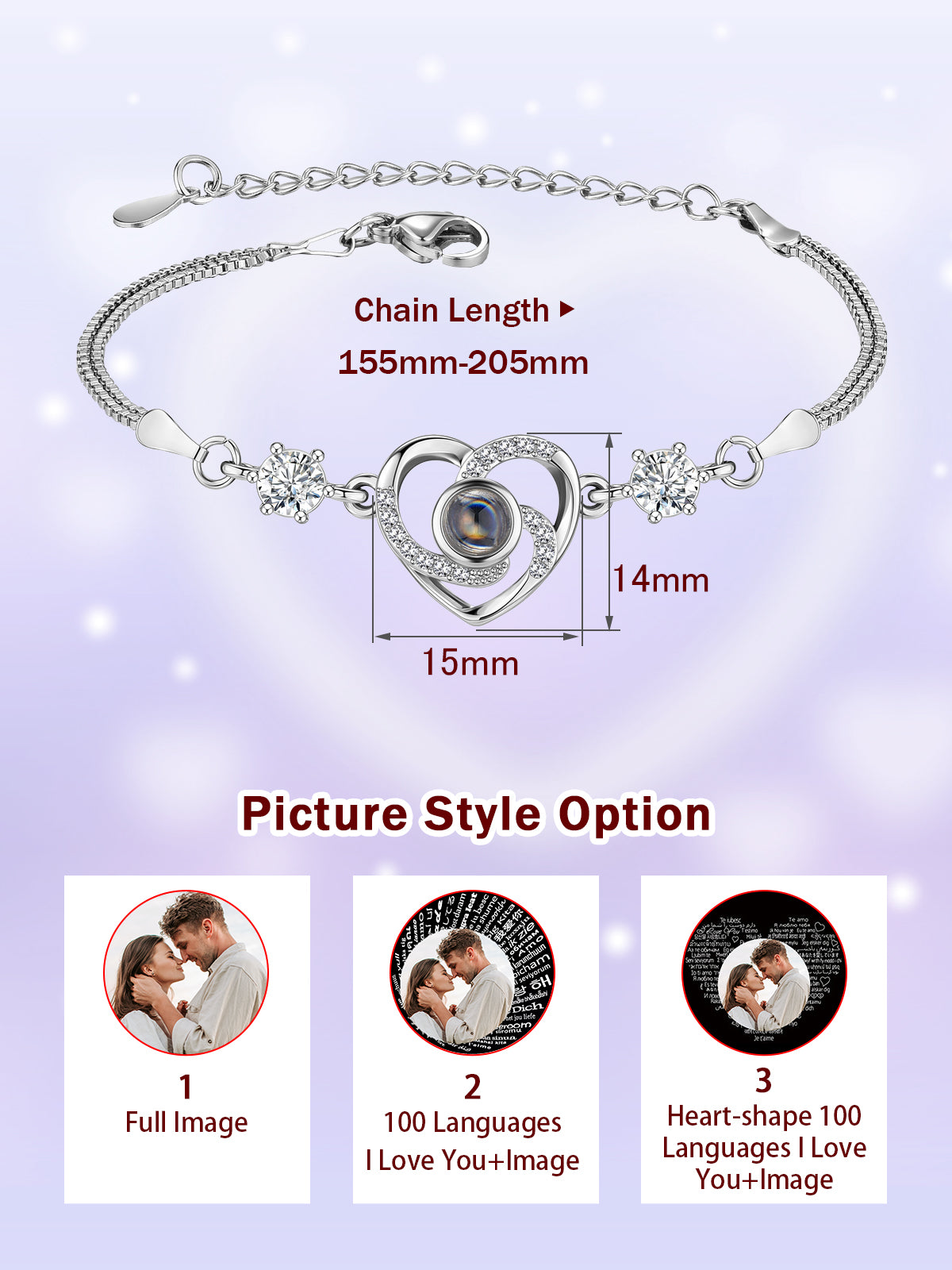 Jovivi Custom Bracelets with Picture inside Personalized Projection Bracelets Picture Bracelet