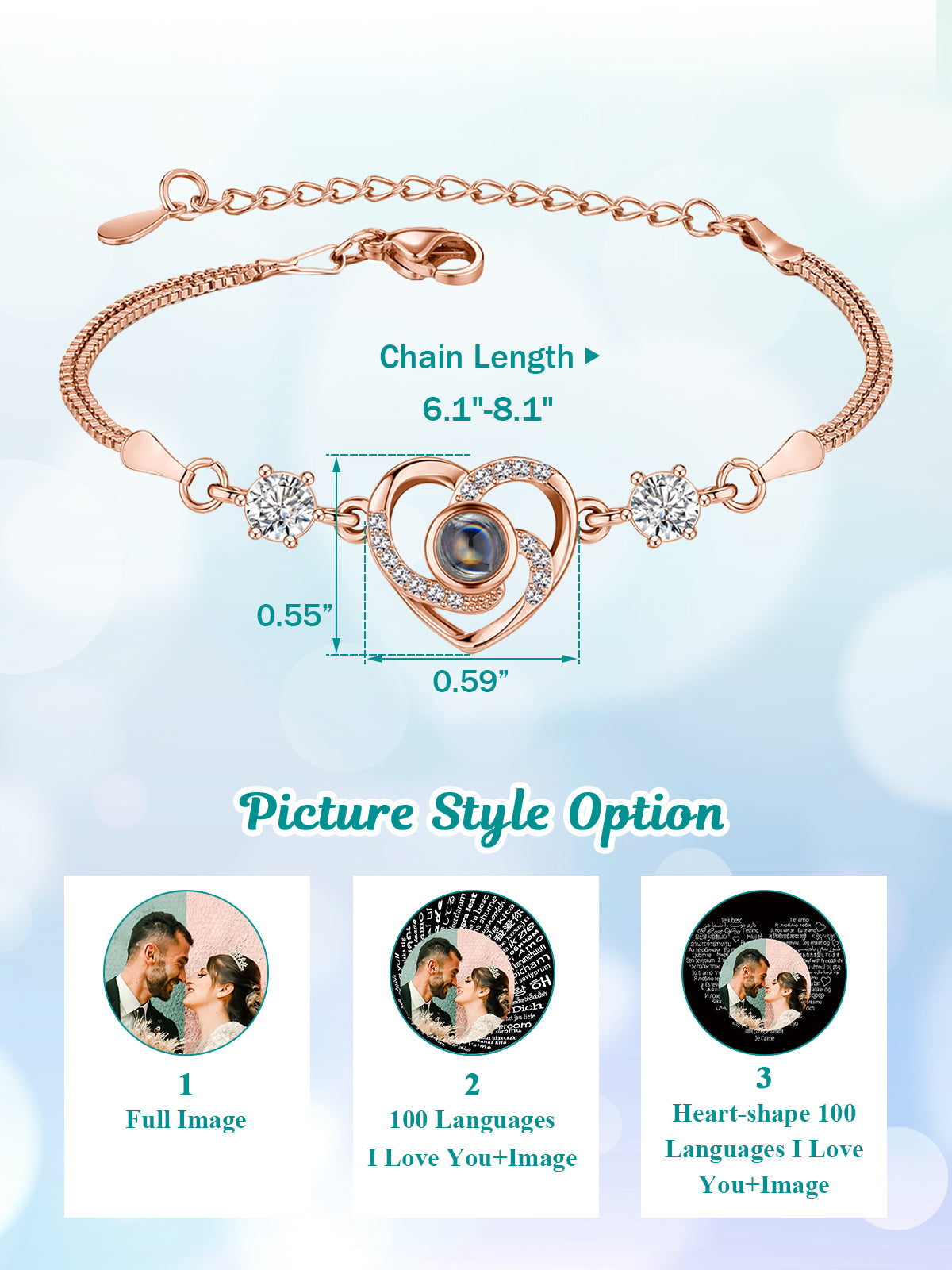 Jovivi Custom Bracelets with Picture inside Personalized Projection Bracelets Picture Bracelet