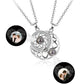 Joviviv Personalized Photo Projection Necklace Memory Custom Picture Projection Pendant I Love You Sun & Moon Mutual Attraction Matching Couple Necklaces