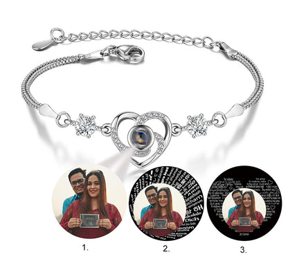 Jovivi Custom Bracelets with Picture inside Personalized Projection Bracelets Picture Bracelet