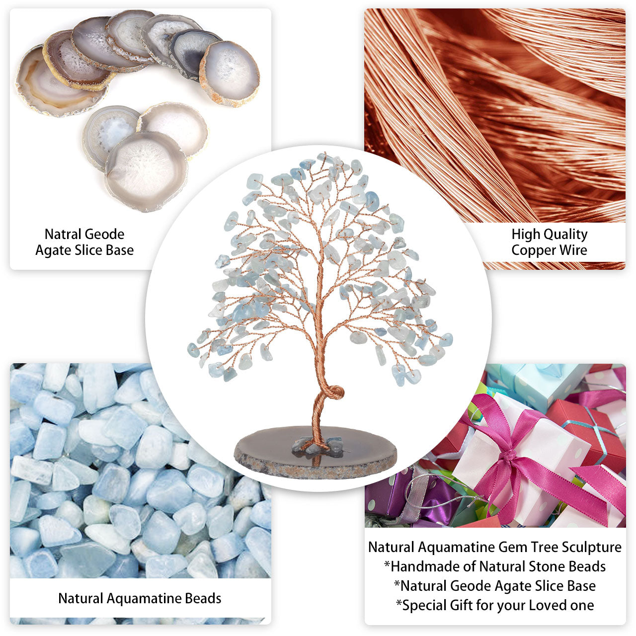 gem money tree Natural Crystals Money Tree with Agate Slices Base Feng Shui Ornament