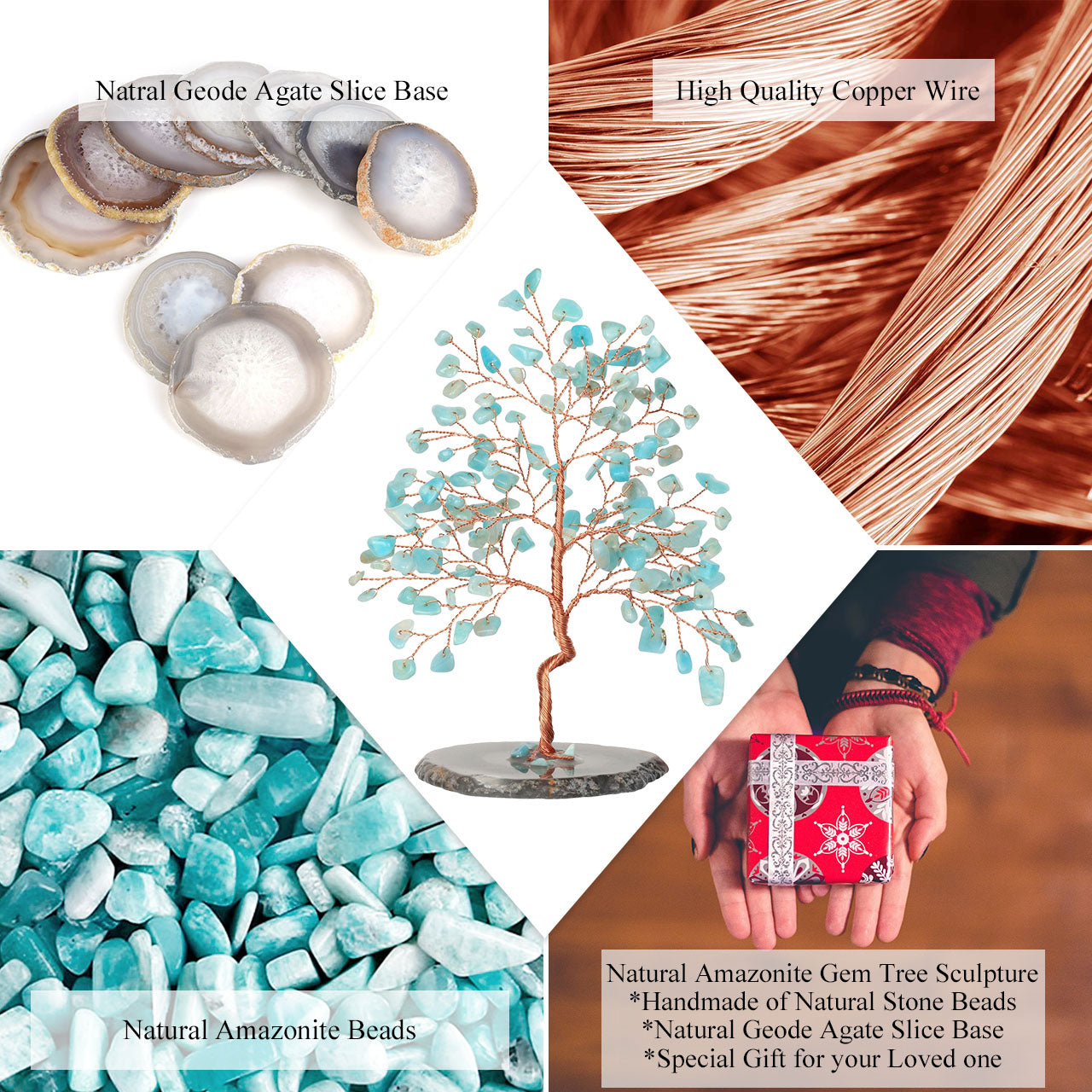 gem money tree Natural Crystals Money Tree with Agate Slices Base Feng Shui Ornament
