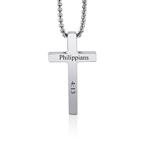 Personalized Custom Silver Cross Necklace Stainless Steel Cross
