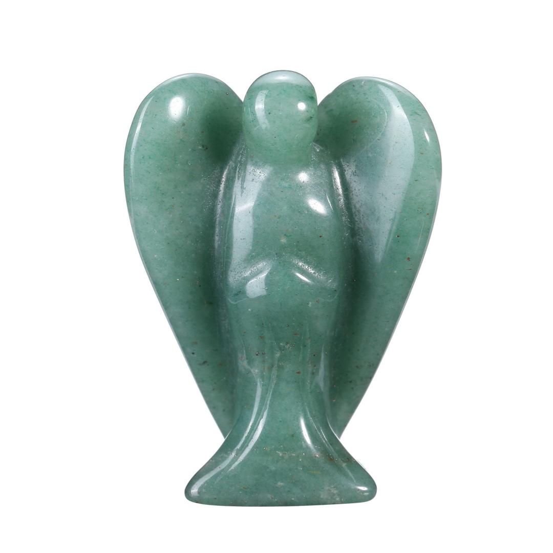 Jovivi Gemstone Carved Pocket Guardian Angel Figurine Statute Home Ornament Decorations Chakra Healing Reiki Crystals Good Lucky Gifts 1.5"