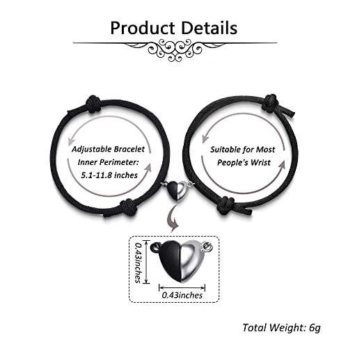 Personalized Magnetic Couple Bracelets Custom Heart Matching Bracelet