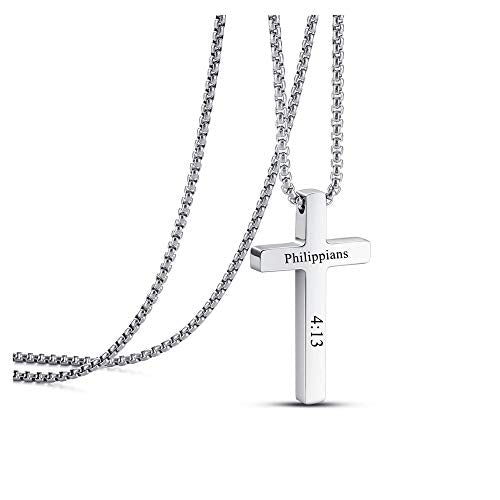 Personalized Custom Silver Cross Necklace Stainless Steel Cross