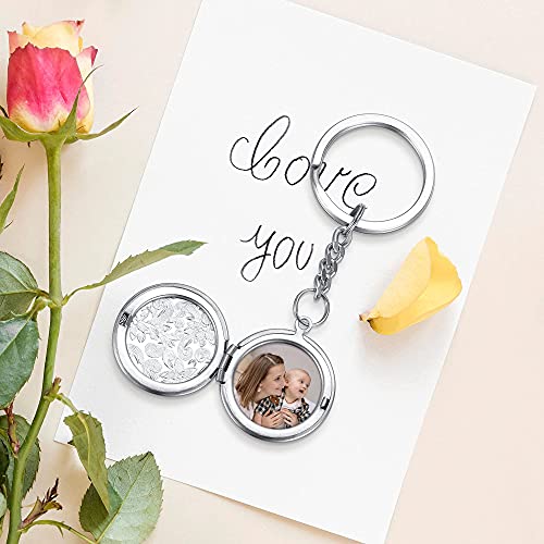 Personalized Color Photo Keychain Custom Engraved Text Stainless Steel Memory Locket Keychain
