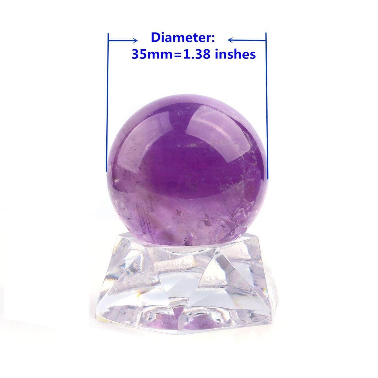 Jovivi 35mm Natural Amethyst Healing Crystal Gemstone Figurine with Acrylic Stand , size,