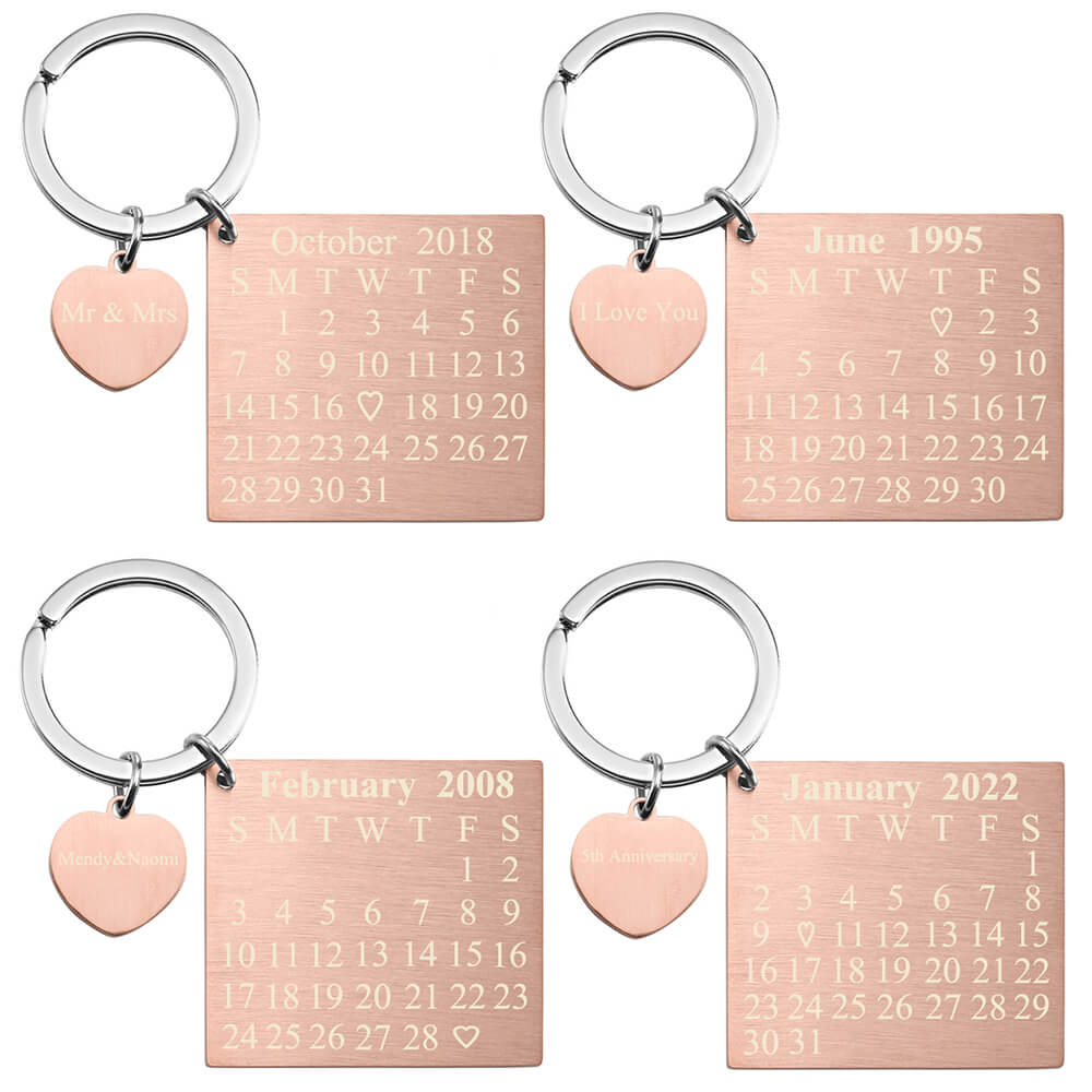Jovivi personalized custom calendar date keychain set for him, jnf002704