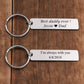 Jovivi 2pcs personalized couples drive safe keychain set for family, backside