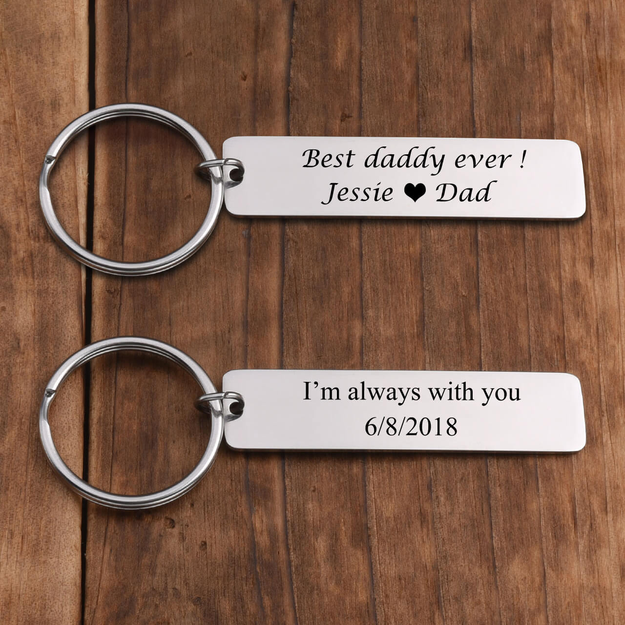 Jovivi 2pcs personalized couples drive safe keychain set for family, backside