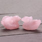 Jovivi Natural Rose Quartz Mandarin Ducks Love Birds on Lotus Leaf Figurine - (Male and Female) - Valentines Day Gifts 