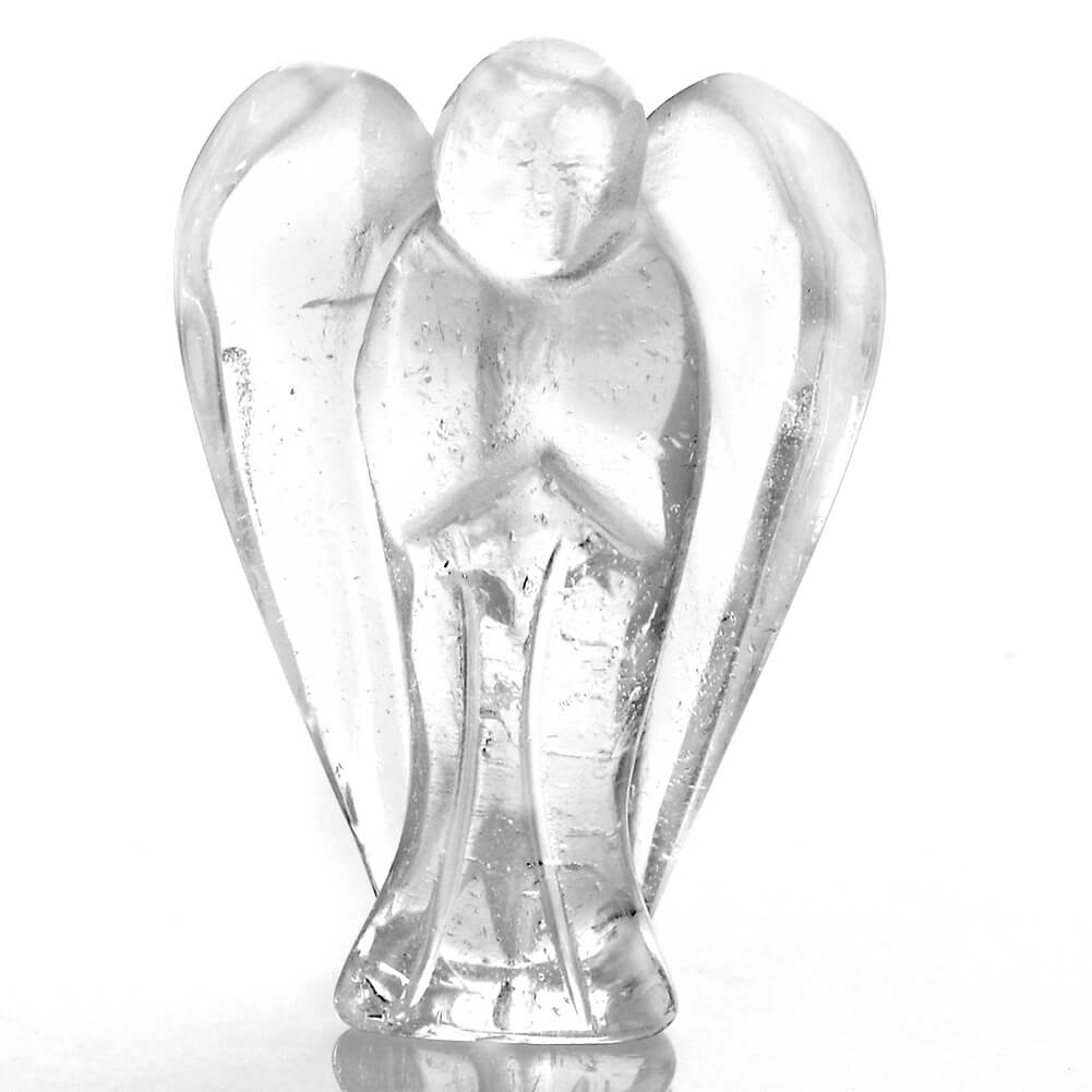 jovivi natural clear quartz peace angel pocket statue, 1.5" asd000204