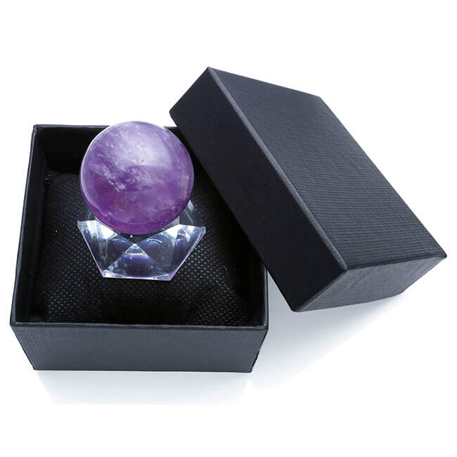 Jovivi 35mm Natural Amethyst Healing Crystal Gemstone Ball Divination Sphere Sculpture Figurine with Acrylic Stand Feng Shui Chakra Aura Home Desk Decor