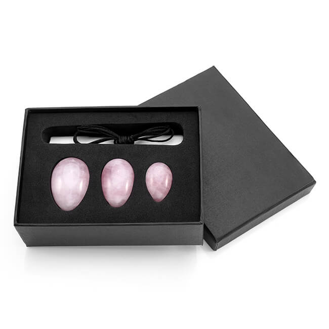 Yoni Eggs Rose Quartz Kegel Eggs Massage Stone for Women to Strengthen Pelvic Floor Muscles set of 3