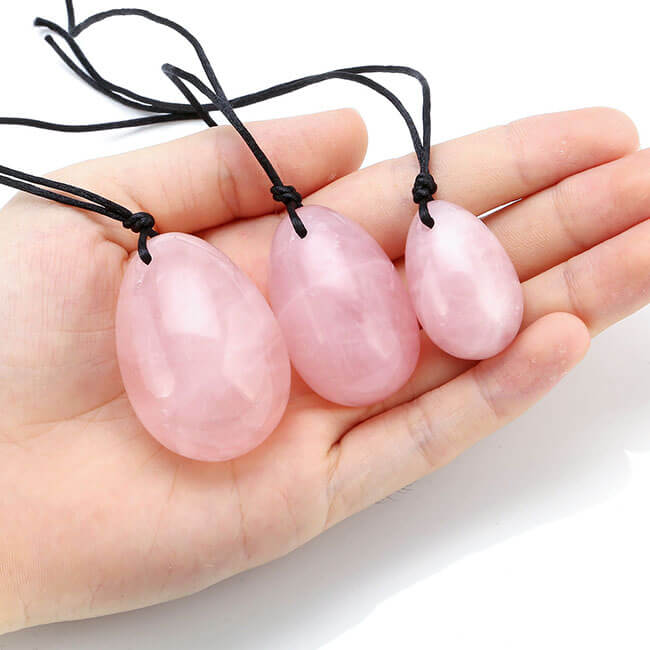 jovivi Yoni Eggs Rose Quartz Kegel Eggs Massage Stone for Women to Strengthen Pelvic Floor Muscles