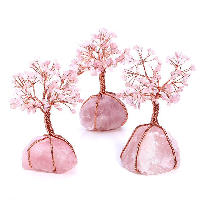 Natural Rose Quartz Tumbled Stones Money Tree-Gemstones-Jovivi-AJVV
