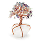 Jovivi Fluorite Crystals Copper Tree of Life Wrapped On Natural Clear Quartz Base Money Tree Feng Shui Figurine, front side, asd020806