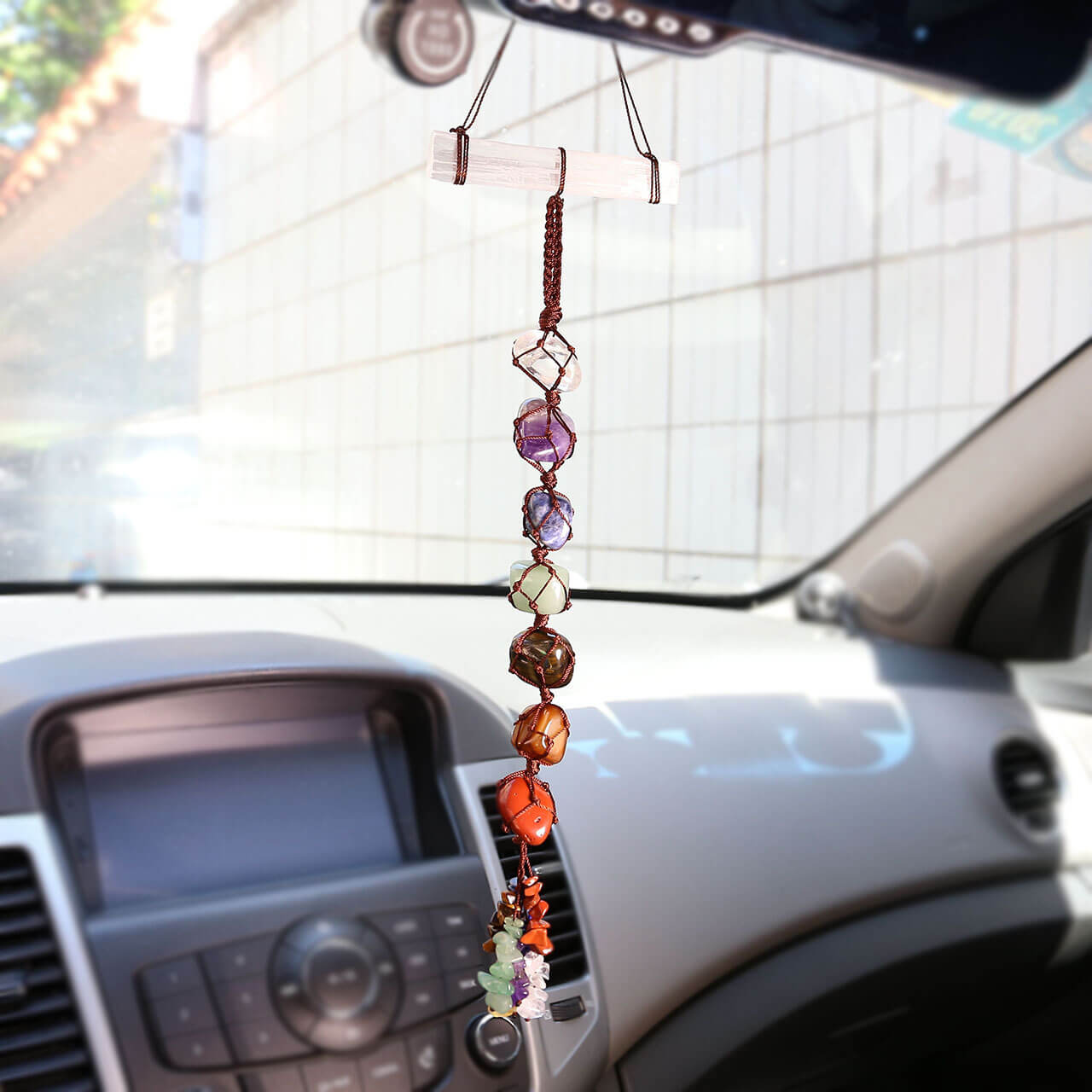 jovivi 7 chakras reiki energy gemstones car hanging ornament, asd032301