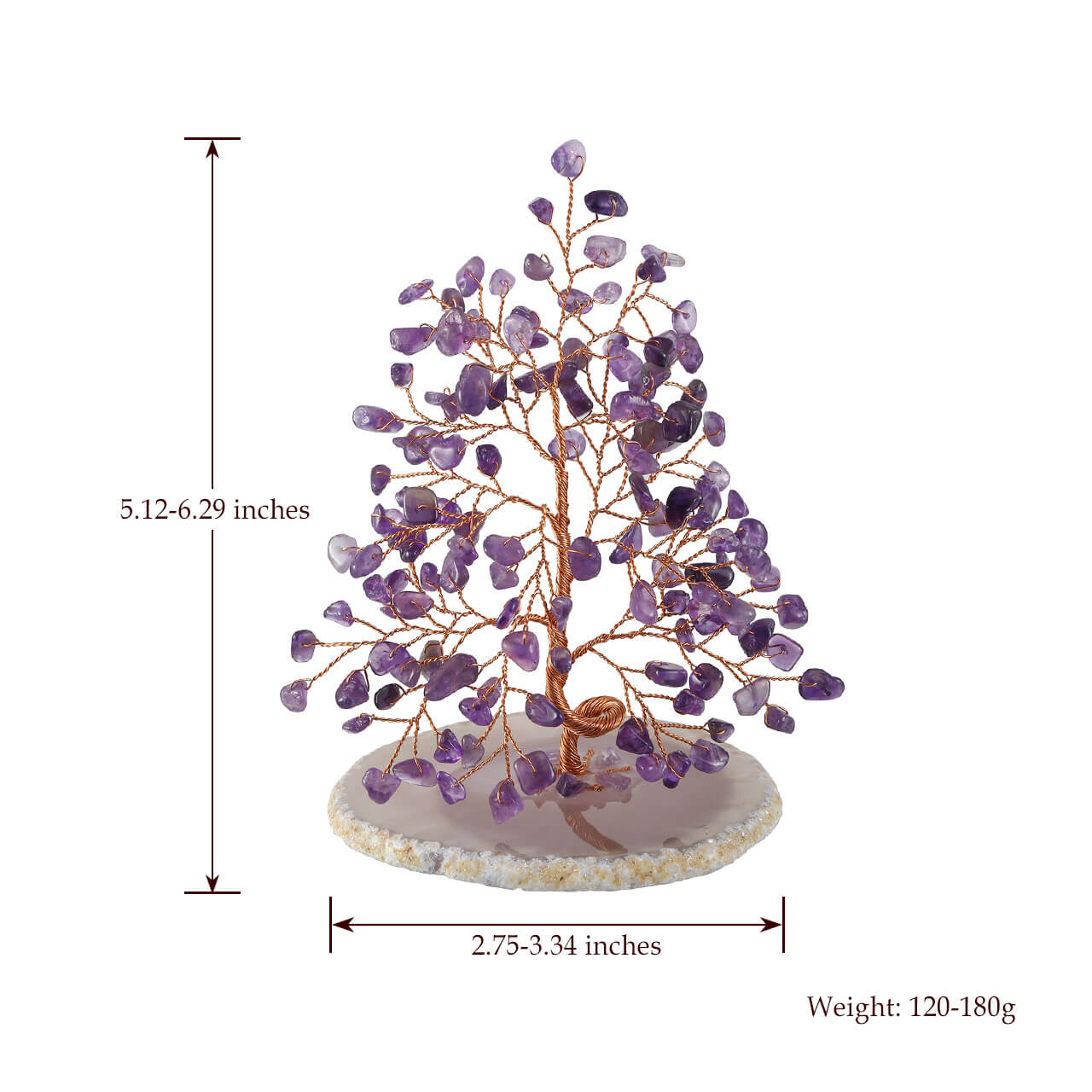 Natural Crystals Money Tree with Agate Slices Base Feng Shui Ornament | Jovivi - Jovivi