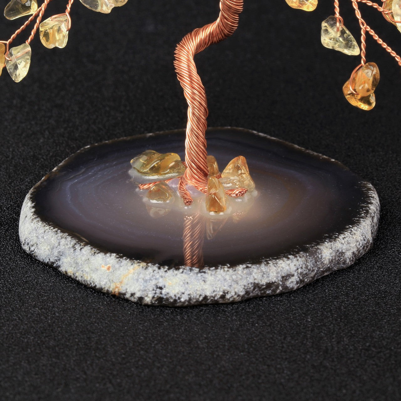 Natural Crystals Money Tree with Agate Slices Base Feng Shui Ornament | Jovivi - Jovivi