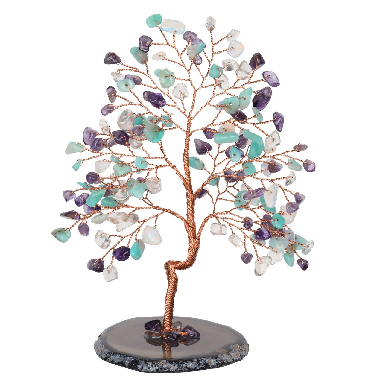 Natural Crystals Money Tree with Agate Slices Base Feng Shui Ornament | Jovivi - Jovivi